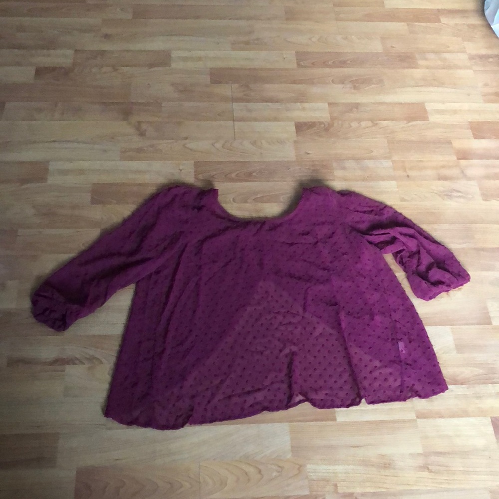 Maroon Sheer Split Back Shirt